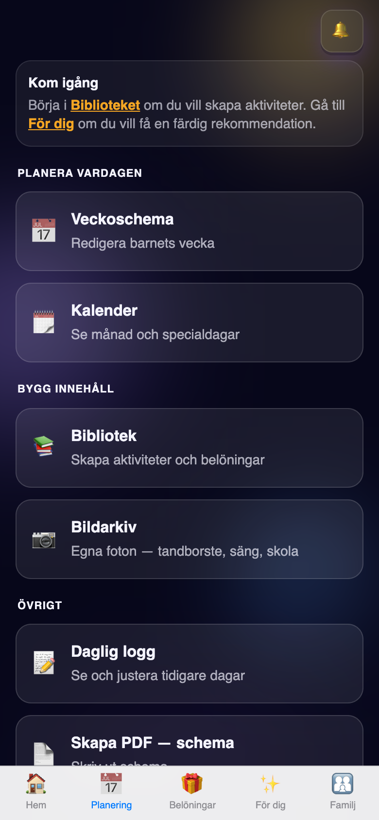 Skärmdump: färdiga rutiner i standardbiblioteket