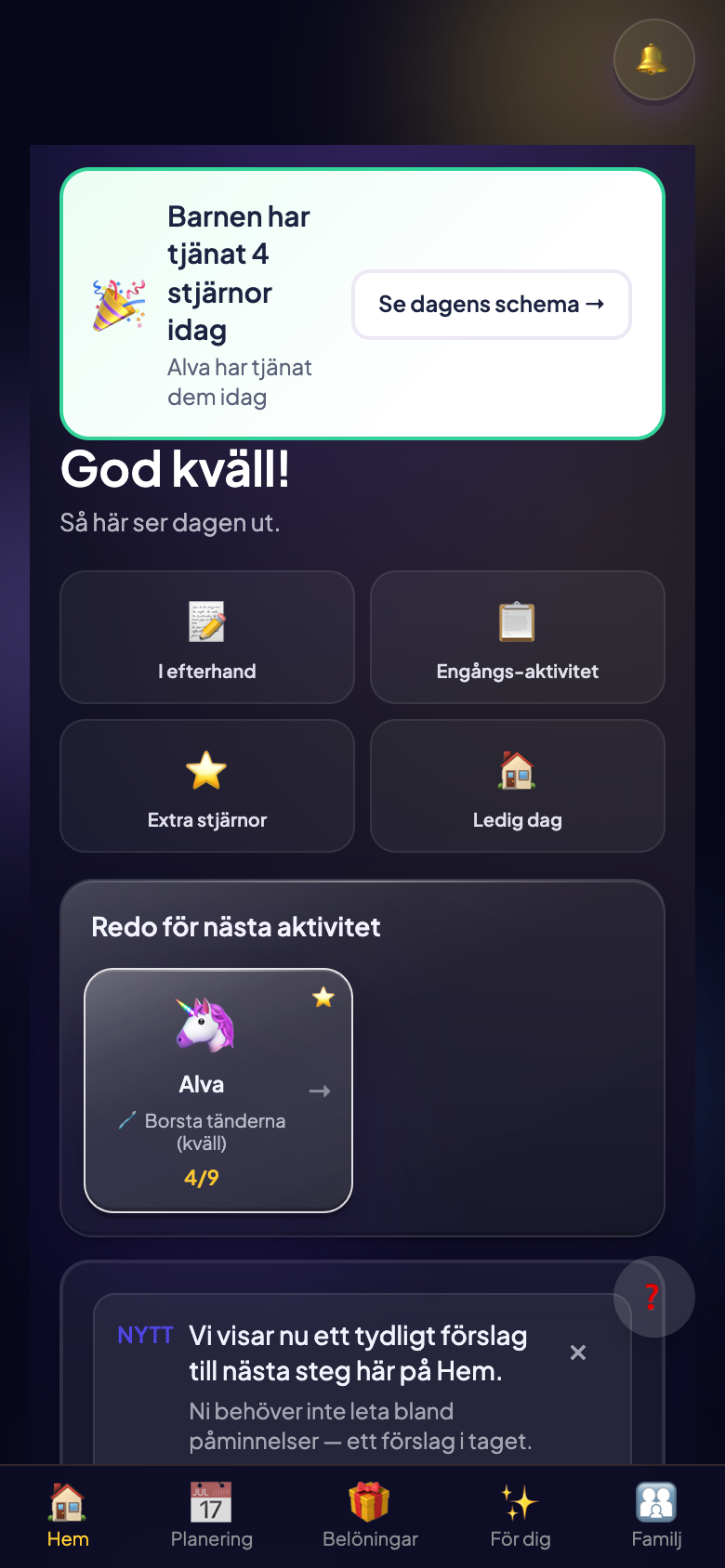 Bildstöd vardagsrutiner — separata morgon- och kvällsrutiner i appen